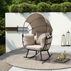 Deko Living Outdoor Rocking Patio Egg Chair with Beige Upholstery COP20210BWN